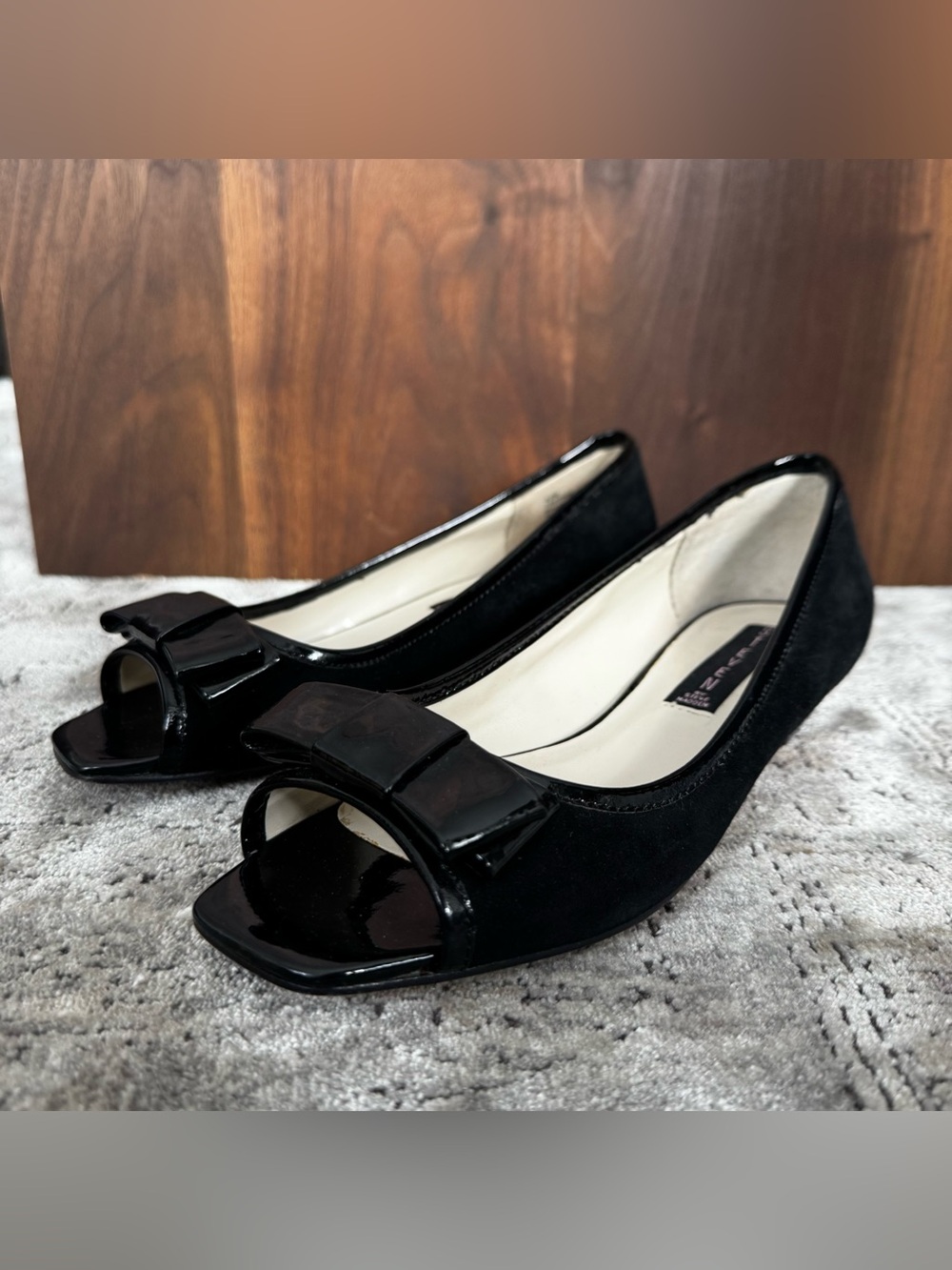 Steven by Steve Madden Black Peep-Toe Bow Flats - Women's Elegant Comfort